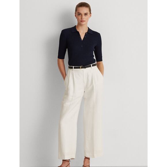 NWT Polo Ralph Lauren Cable-Knit Polo Sweater Refined Navy Woman XS - Picture 7 of 9